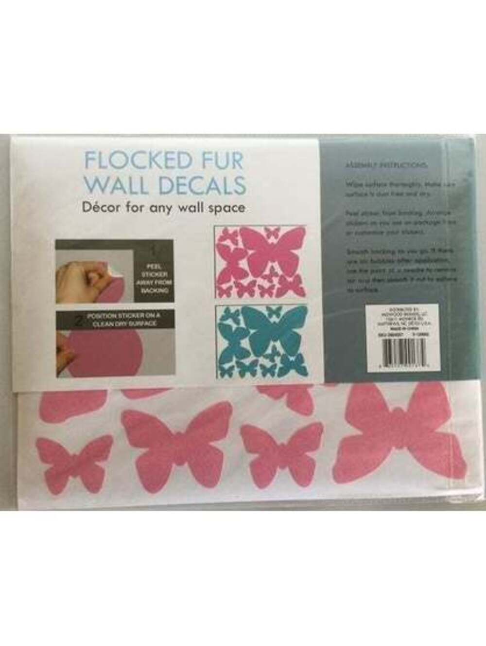 Flocked Fur Butterfly Wall Decals Gender Reveal Baby Shower College Dorm DIY - Picture 2 of 6